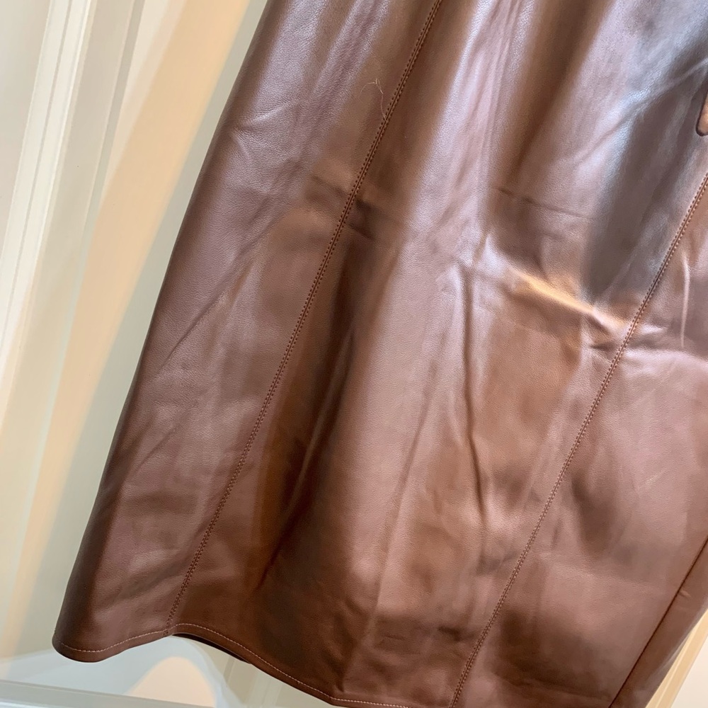 Marc New York Dark Brown Faux Leather Pencil Skirt with Belt - Picture 4 of 8